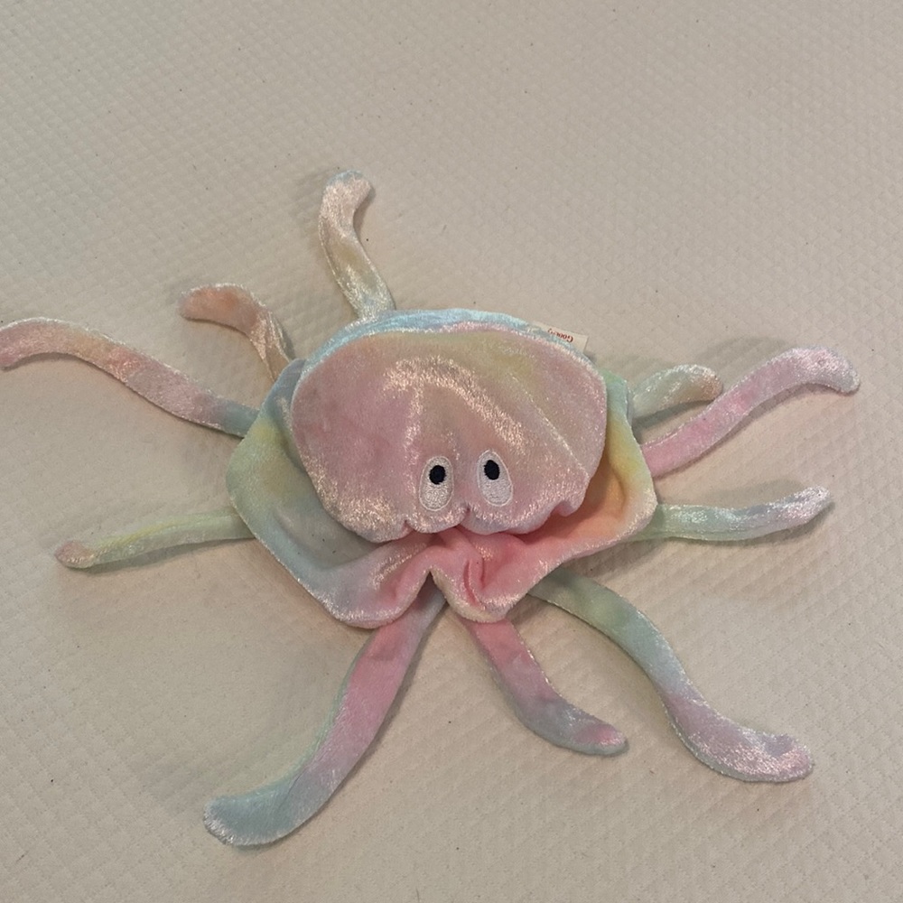 Beanie Baby Pink Green Pastel Iridescent Rainbow Tie Dye Toy Jellyfish Goochy